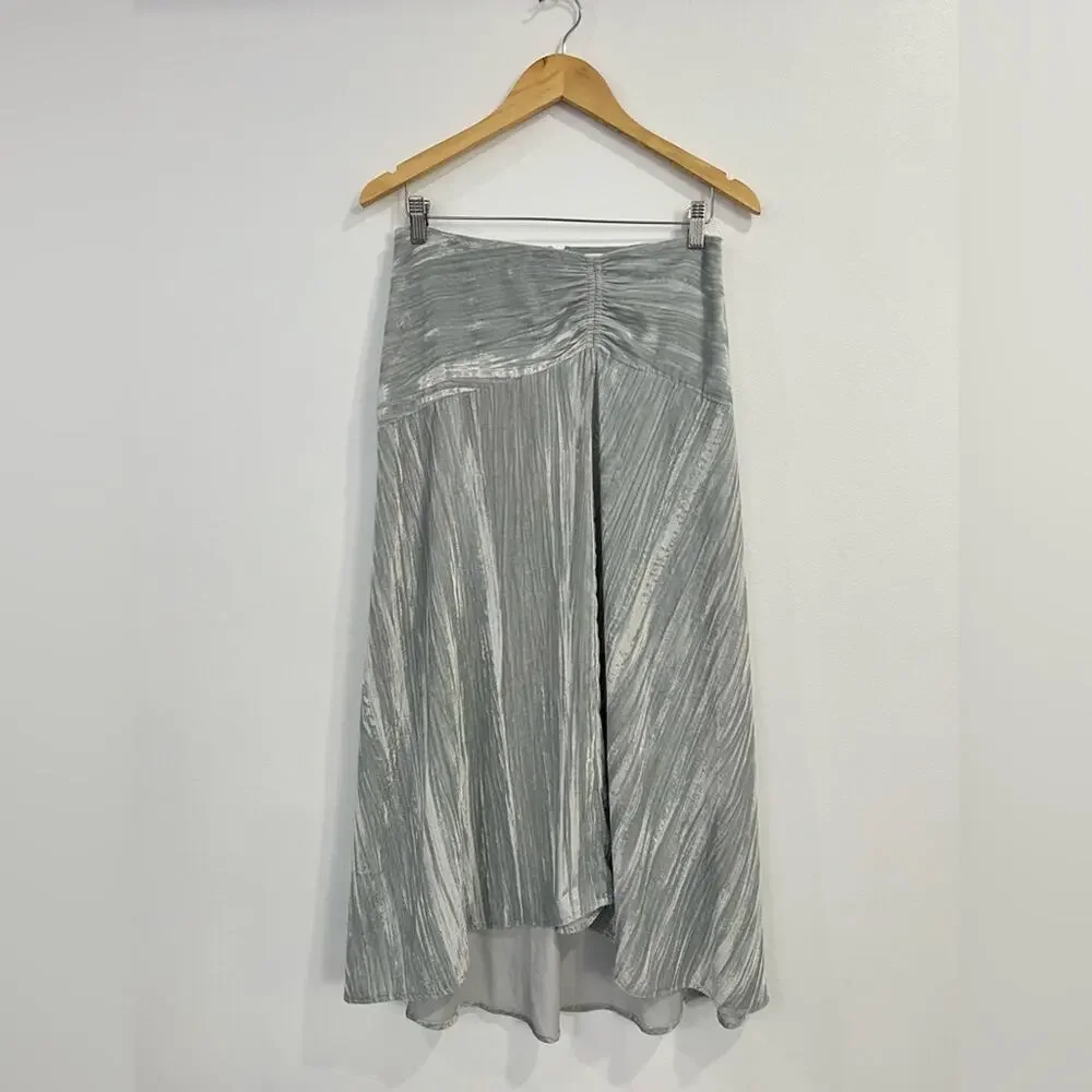 Vince Womens Skirt 6 Pale Sea Glass Velvet Ruched Paneled‎